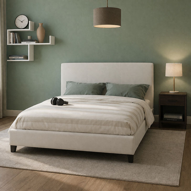 Κρεβάτι Nevil  150x200 PU χρώμα λευκό ματ - Pakobazaar