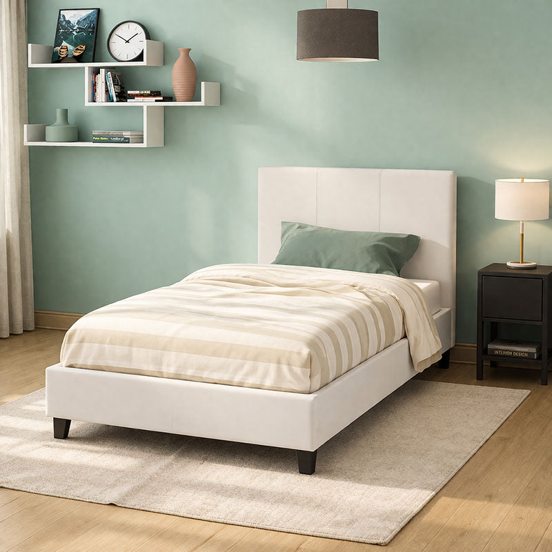 Κρεβάτι Nevil  100x200 PU χρώμα λευκό ματ - Pakobazaar