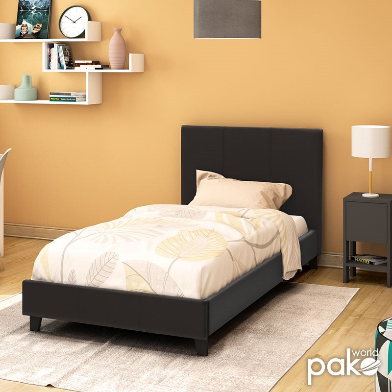 Κρεβάτι Nevil  100x200 PU χρώμα μαύρο ματ - Pakobazaar