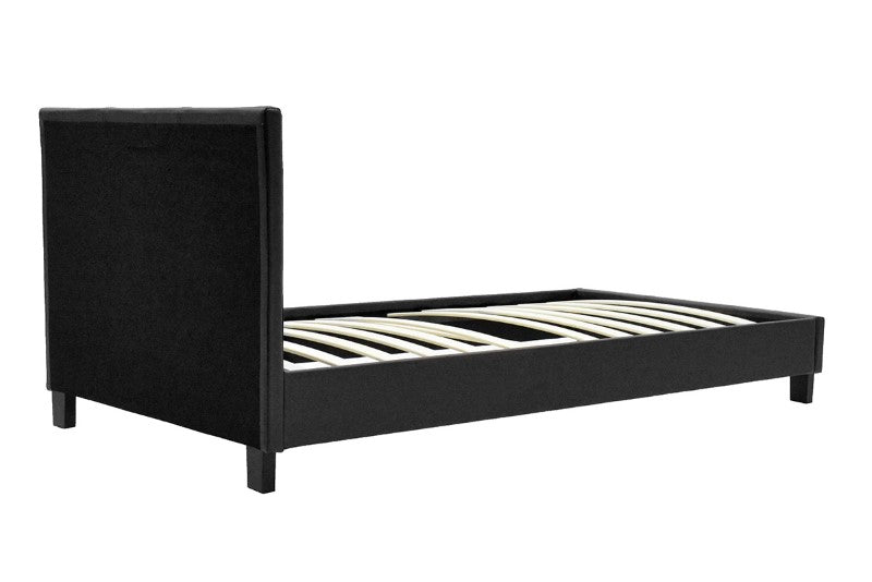 Κρεβάτι Nevil  100x200 PU χρώμα μαύρο ματ - Pakobazaar
