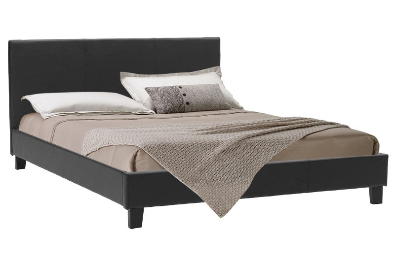 Κρεβάτι Nevil  150x200 PU χρώμα μαύρο ματ - Pakobazaar