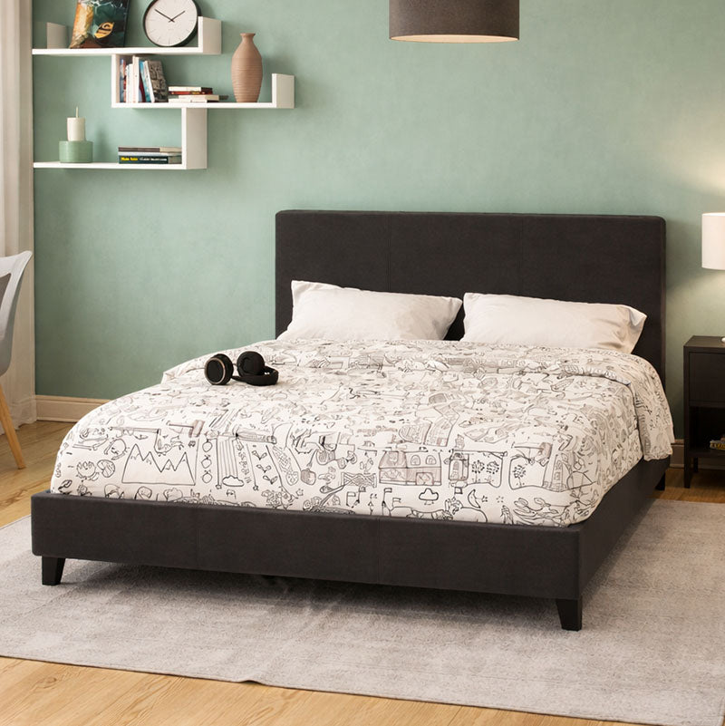 Κρεβάτι Nevil  150x200 PU χρώμα μαύρο ματ - Pakobazaar