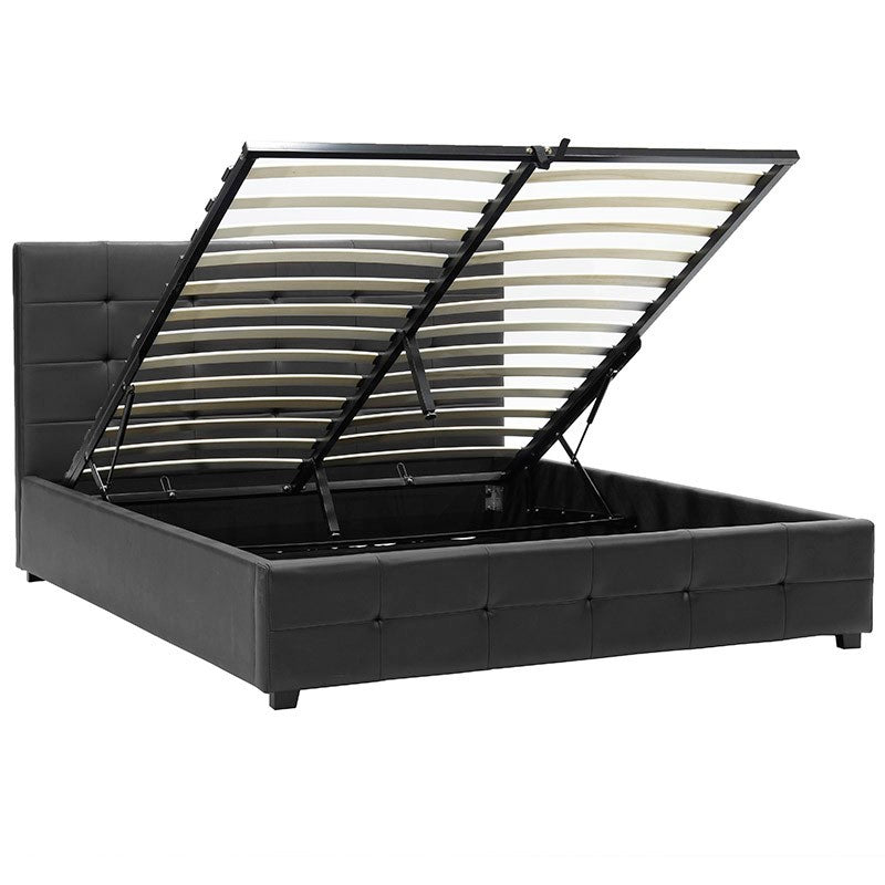 Κρεβάτι Roi  160x200 PU μαύρο ματ + αποθηκευτικό χώρο - Pakobazaar