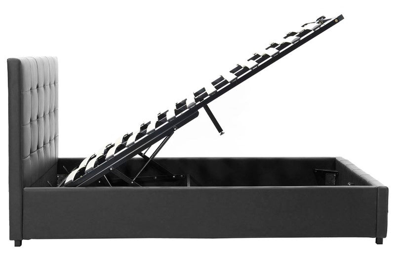 Κρεβάτι Roi  160x200 PU μαύρο ματ + αποθηκευτικό χώρο - Pakobazaar
