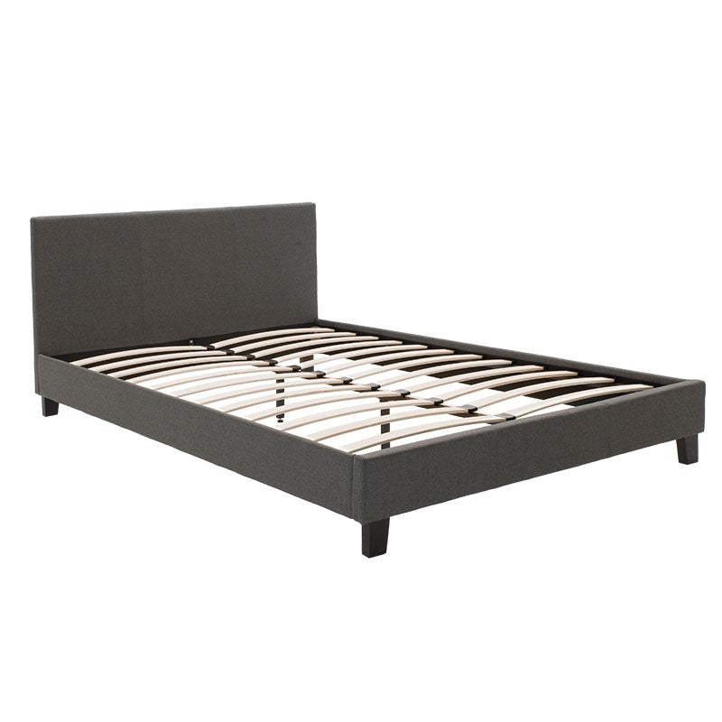 Κρεβάτι Nevil  150x200 με ύφασμα χρώμα ανθρακί - Pakobazaar