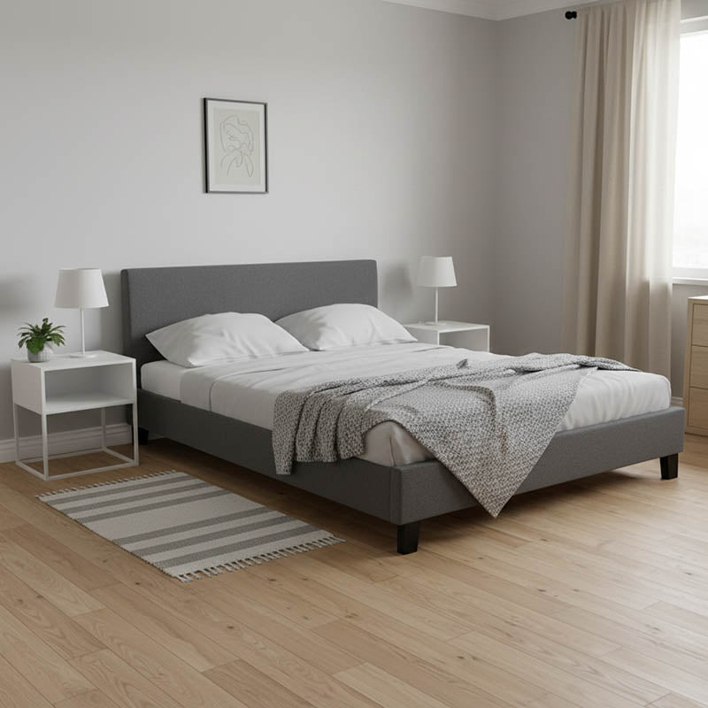 Κρεβάτι Nevil  150x200 με ύφασμα χρώμα ανθρακί - Pakobazaar