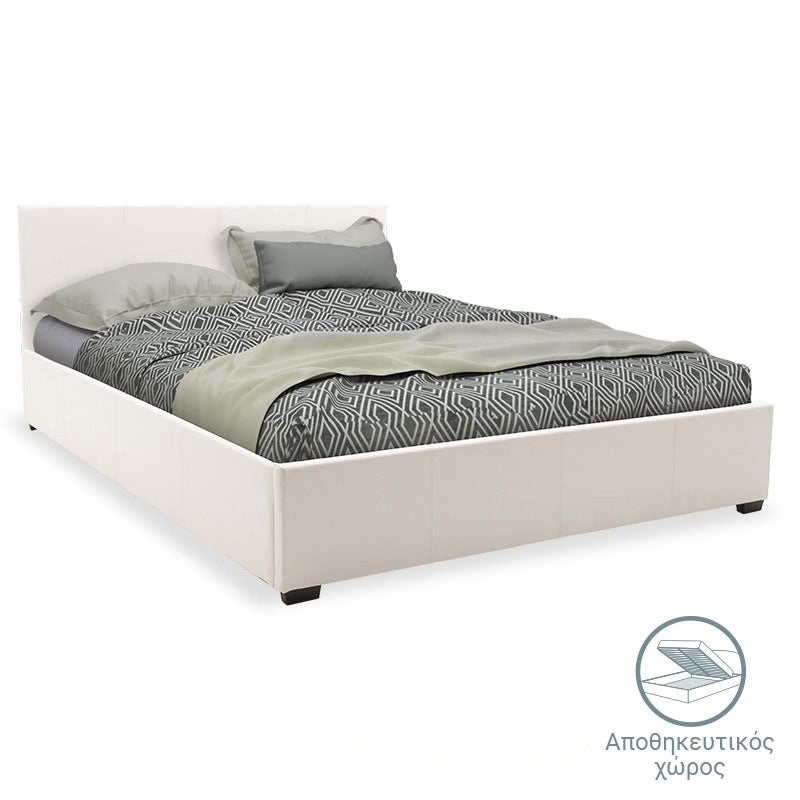 Κρεβάτι Norse  pu λευκό με αποθηκευτικό χώρο 160x200εκ - Pakobazaar