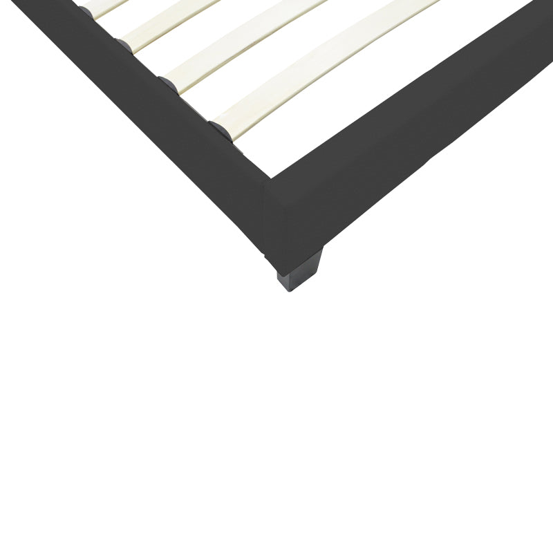 Κρεβάτι Nevil  ύφασμα ανθρακί με ξύλινο μαύρο πόδι 90x190εκ - Pakobazaar