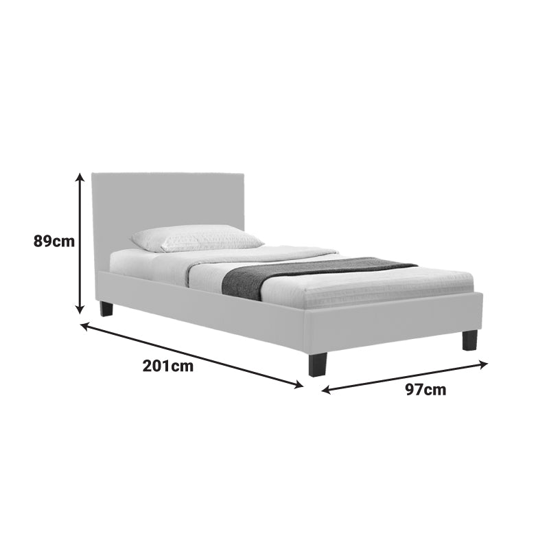 Κρεβάτι Nevil  ύφασμα ανθρακί με ξύλινο μαύρο πόδι 90x190εκ - Pakobazaar