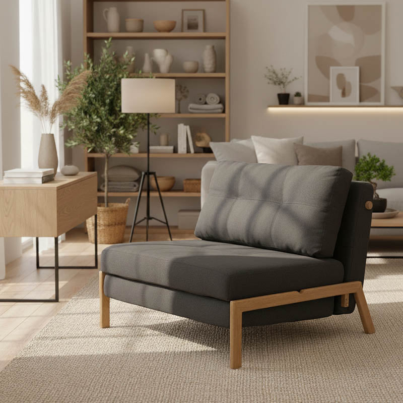 Πολυθρόνα-κρεβάτι Fancy  με ύφασμα ανθρακί 95x98x70εκ - Pakobazaar