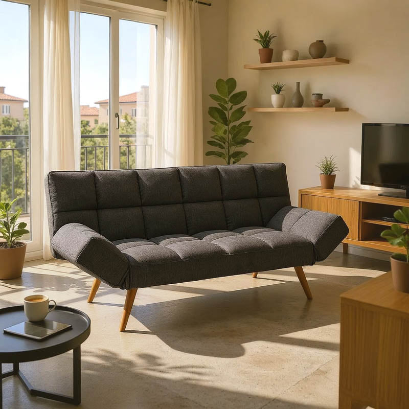 Καναπές - κρεβάτι 3θέσιος Freddo  ύφασμα ανθρακί 181x81x86εκ - Pakobazaar