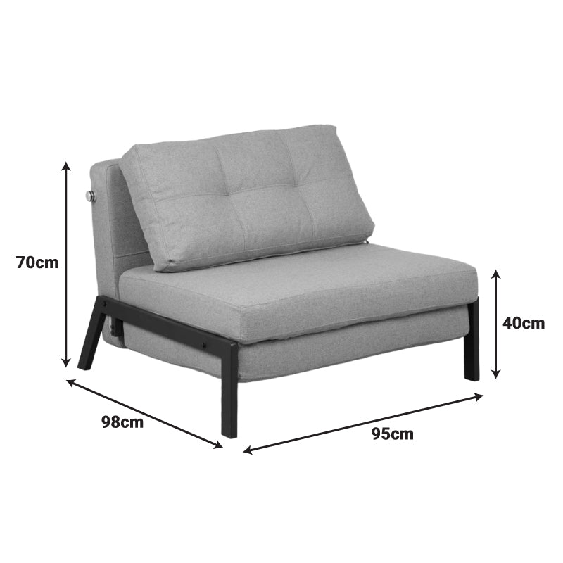 Πολυθρόνα-κρεβάτι Fancy  ύφασμα σε απόχρωση καφέ με μαύρο πόδι 95x98x70εκ - Pakobazaar