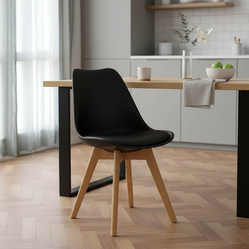 Καρέκλα Gaston  PP-PU μαύρο-φυσικό πόδι 43x51x75 εκ - Pakobazaar