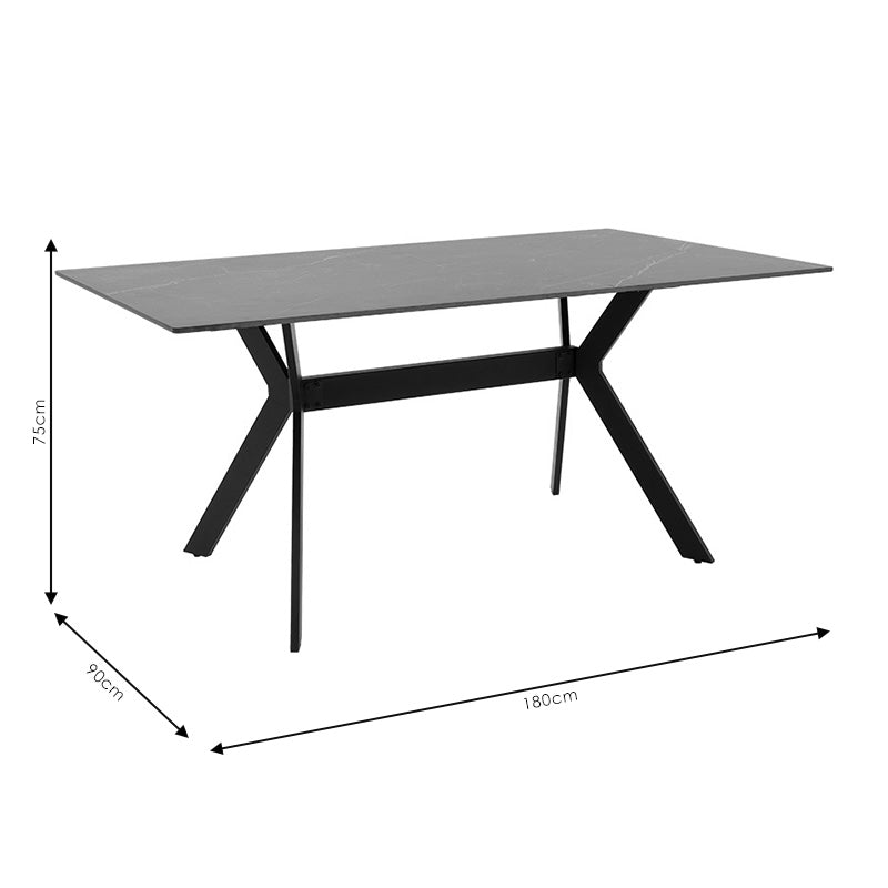 Τραπέζι Olivet  sintered stone μαύρο μαρμάρου-μαύρο 180x90x75εκ - Image 5