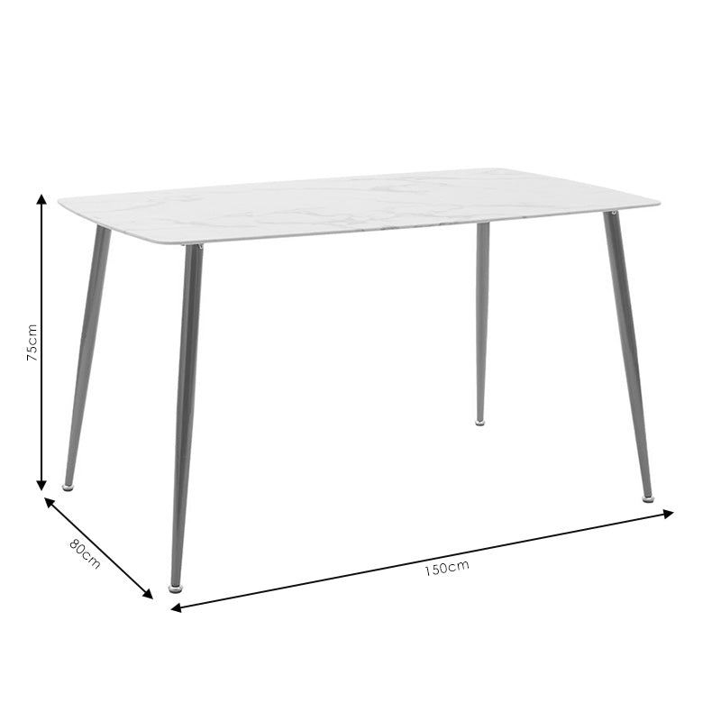 Τραπέζι Paris  οβάλ γυαλί 8mm λευκό μαρμάρου-χρυσό 150x80x75εκ - Image 6