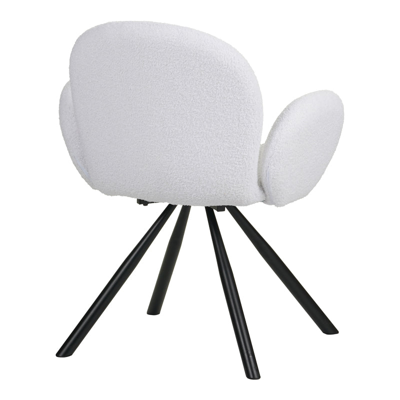 Πολυθρόνα Garzele Inart λευκό μπουκλέ ύφασμα-πόδι μαύρο μέταλλο 68x66x82.5εκ - Image 2
