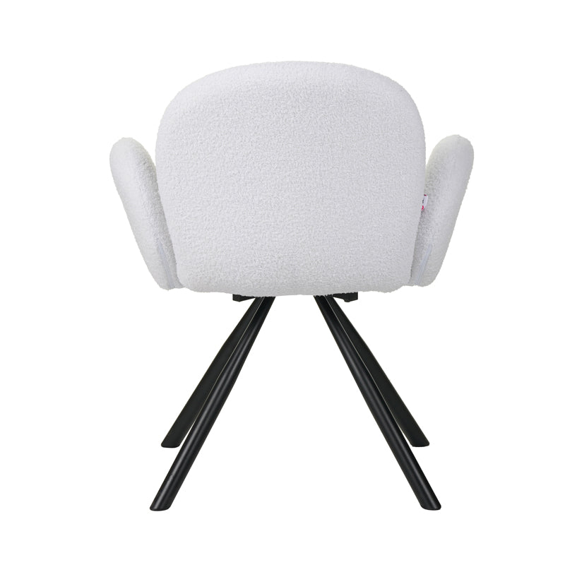 Πολυθρόνα Garzele Inart λευκό μπουκλέ ύφασμα-πόδι μαύρο μέταλλο 68x66x82.5εκ - Image 5