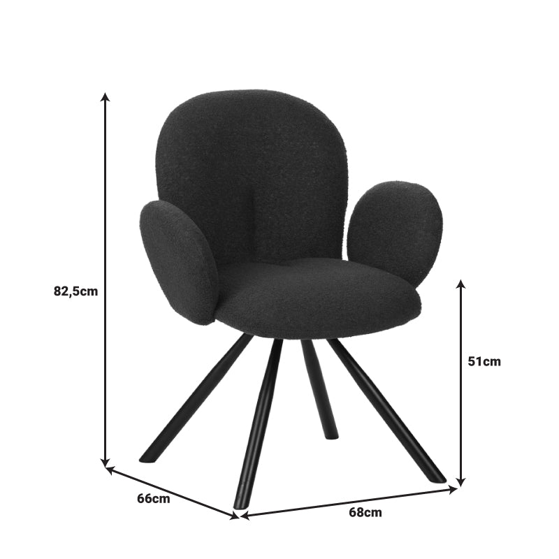 Πολυθρόνα Garzele Inart λευκό μπουκλέ ύφασμα-πόδι μαύρο μέταλλο 68x66x82.5εκ - Image 8