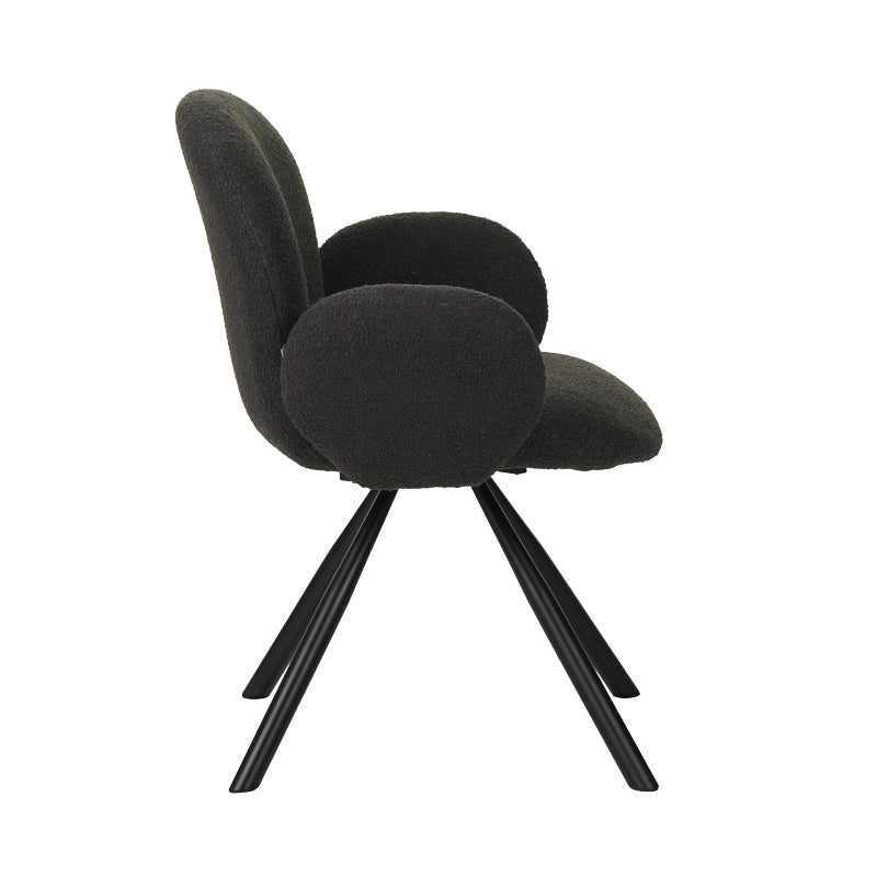 Πολυθρόνα Garzele Inart ανθρακί μπουκλέ ύφασμα-πόδι μαύρο μέταλλο 68x66x82.5εκ - Pakobazaar