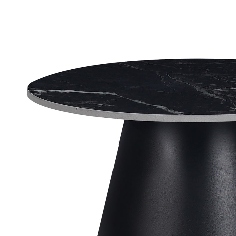 Βοηθητικό τραπέζι Fabrin Inart μαύρο μαρμάρου sintered stone-μαύρο μέταλλο Φ50x46εκ - Image 3