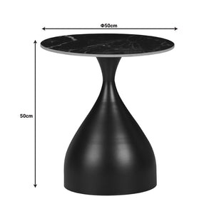Βοηθητικό τραπέζι Kirkene Inart sintered stone σε απόχρωση λευκό μαρμάρου με λευκό μέταλλο Φ50x50εκ - Pakobazaar