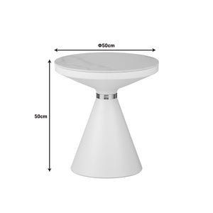 Βοηθητικό τραπέζι Coozlin Inart sintered stone σε απόχρωση λευκό μαρμάρου με λευκό-χρυσό μέταλλο Φ50x50εκ - Pakobazaar