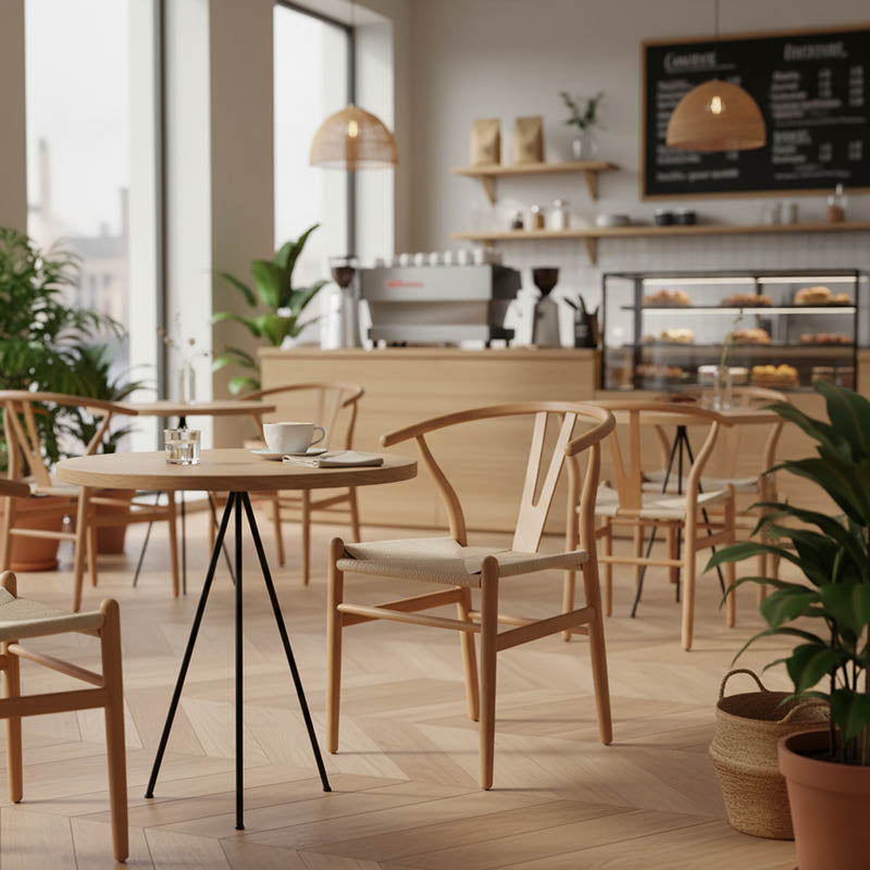 Καρέκλα Wishbone  rubberwood-σχοινί σε φυσική απόχρωση 53.5x57x74εκ - Pakobazaar