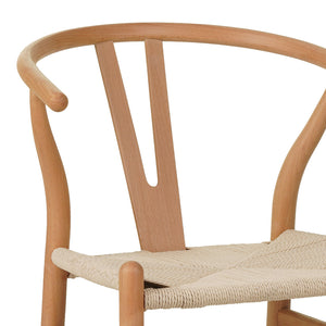 Καρέκλα Wishbone  rubberwood-σχοινί σε φυσική απόχρωση 53.5x57x74εκ - Pakobazaar