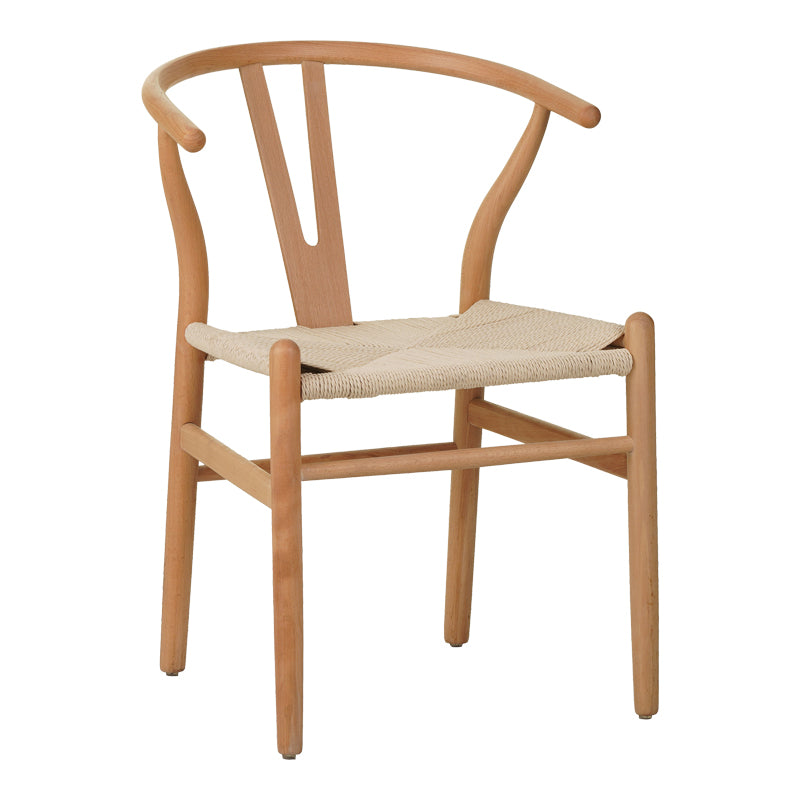 Καρέκλα Wishbone  rubberwood-σχοινί σε φυσική απόχρωση 53.5x57x74εκ - Pakobazaar