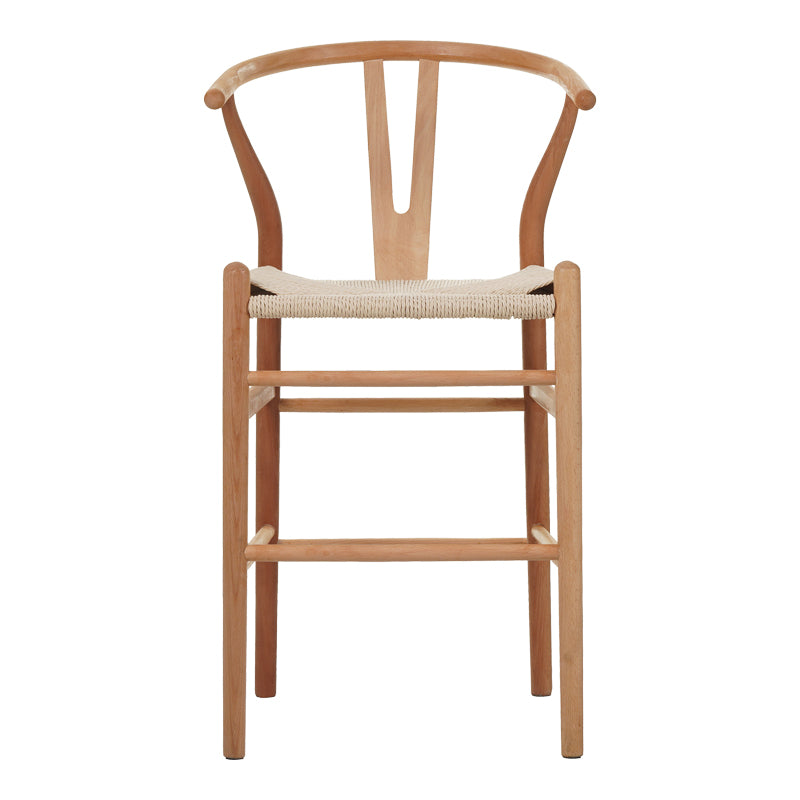 Σκαμπό μπαρ Wishbone  μεσαίου ύψους rubberwood-σχοινί σε φυσική απόχρωση 55x49x96εκ - Image 4