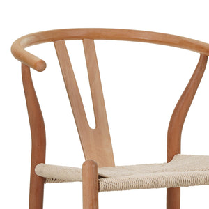 Σκαμπό μπαρ Wishbone  μεσαίου ύψους rubberwood-σχοινί σε φυσική απόχρωση 55x49x96εκ - Image 6