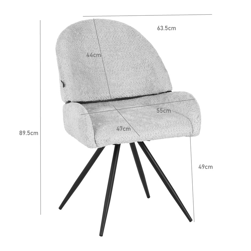 Καρέκλα περιστρεφόμενη Morea  μπουκλέ ύφασμα σε μαύρη απόχρωση με μαύρα μεταλλικά πόδια 55x63.5x89.5εκ - Image 6