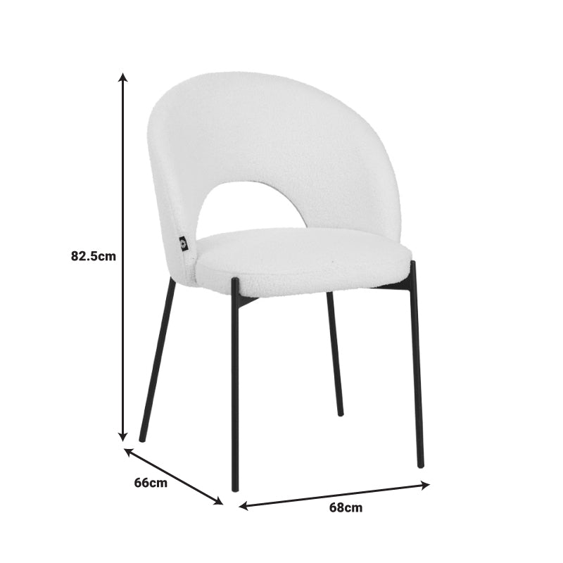 Καρέκλα Masebo  μπουκλέ ύφασμα σε λαδί απόχρωση με μαύρα μεταλλικά πόδια 48x58.5x82εκ - Image 6