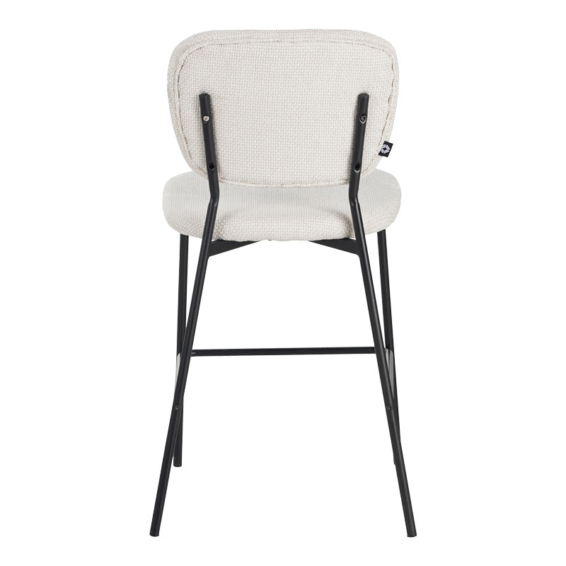 Σκαμπό μπαρ Cathair  μπουκλέ ύφασμα σε μπεζ απόχρωση με μαύρα μεταλλικά πόδια 48x54x100εκ - Image 5