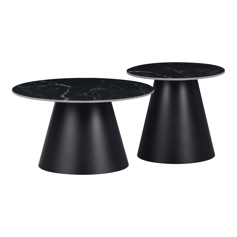 Βοηθητικά τραπέζια Fabrin Inart μαύρο μαρμάρου sintered stone-μαύρο μέταλλο - Image 2