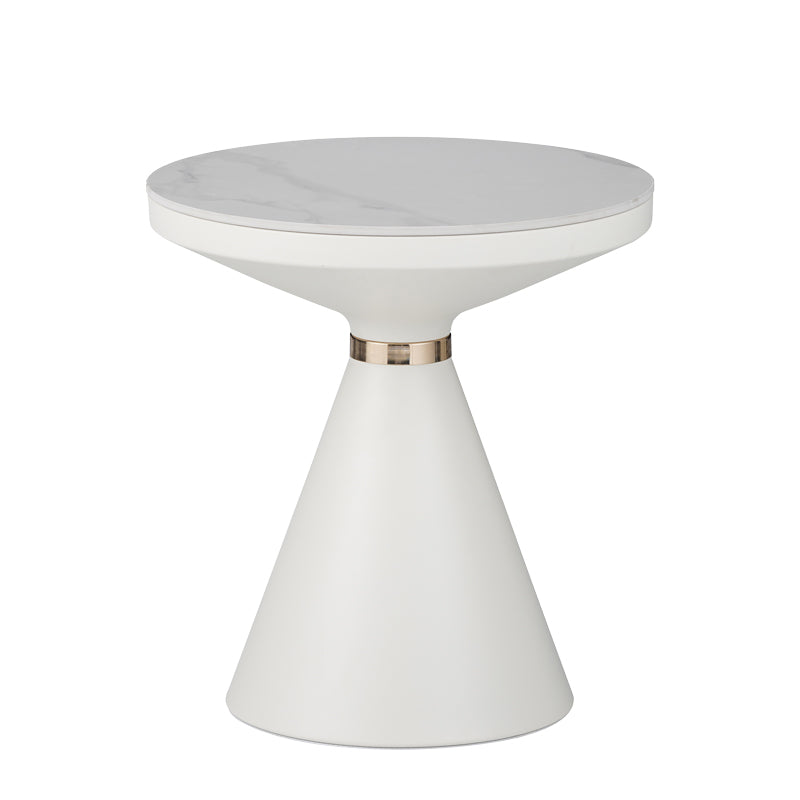Βοηθητικά τραπέζια Coozlin Inart sintered stone σε απόχρωση λευκό μαρμάρου με λευκό-χρυσό μέταλλο - Pakobazaar