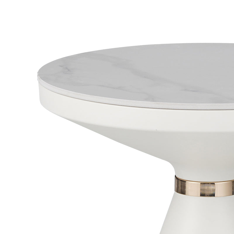 Βοηθητικά τραπέζια Coozlin Inart sintered stone σε απόχρωση λευκό μαρμάρου με λευκό-χρυσό μέταλλο - Pakobazaar
