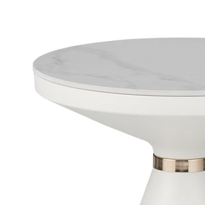 Βοηθητικά τραπέζια Coozlin Inart sintered stone σε απόχρωση λευκό μαρμάρου με λευκό-χρυσό μέταλλο - Pakobazaar