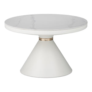 Βοηθητικά τραπέζια Coozlin Inart sintered stone σε απόχρωση λευκό μαρμάρου με λευκό-χρυσό μέταλλο - Pakobazaar