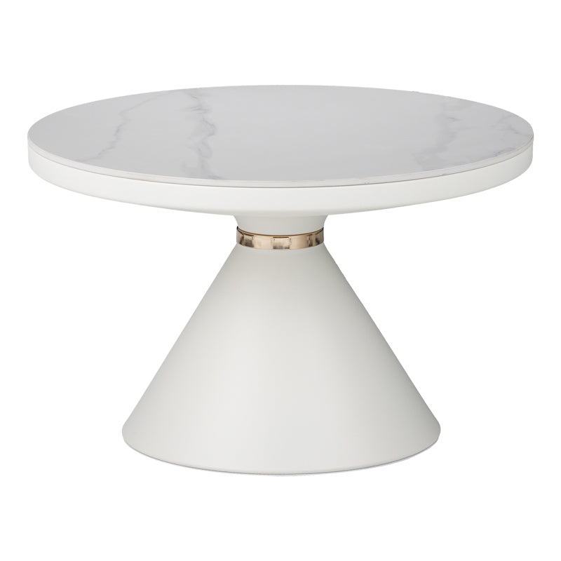 Βοηθητικά τραπέζια Coozlin Inart sintered stone σε απόχρωση λευκό μαρμάρου με λευκό-χρυσό μέταλλο - Pakobazaar