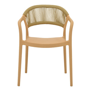 Πολυθρόνα Ankara  στοιβαζόμενη pp cappuccino απόχρωση με μπεζ rattan 57x48x80εκ - Pakobazaar