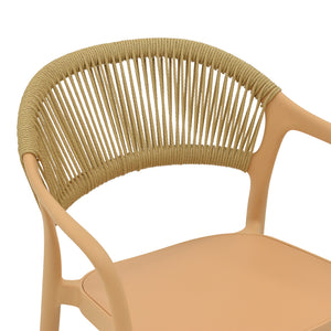 Πολυθρόνα Ankara  στοιβαζόμενη pp cappuccino απόχρωση με μπεζ rattan 57x48x80εκ - Pakobazaar