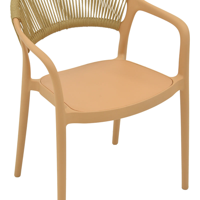Πολυθρόνα Ankara  στοιβαζόμενη pp cappuccino απόχρωση με μπεζ rattan 57x48x80εκ - Pakobazaar