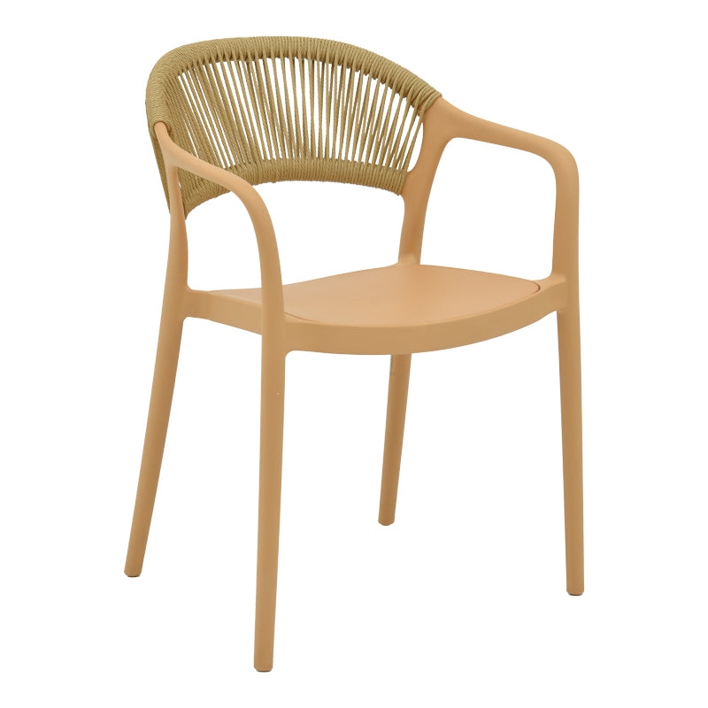 Πολυθρόνα Ankara  στοιβαζόμενη pp cappuccino απόχρωση με μπεζ rattan 57x48x80εκ - Pakobazaar