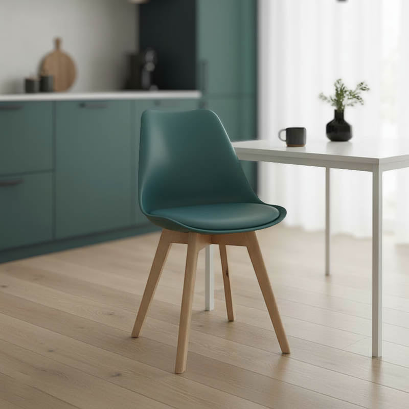 Καρέκλα Gaston  PP-PU μπλε απόχρωση- φυσικό πόδι 43x51x75εκ - Pakobazaar