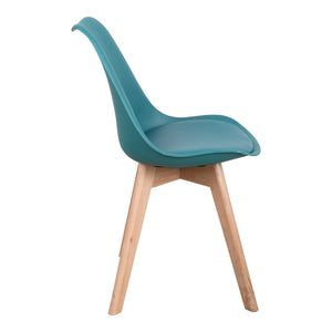 Καρέκλα Gaston  PP-PU μπλε απόχρωση- φυσικό πόδι 43x51x75εκ - Pakobazaar