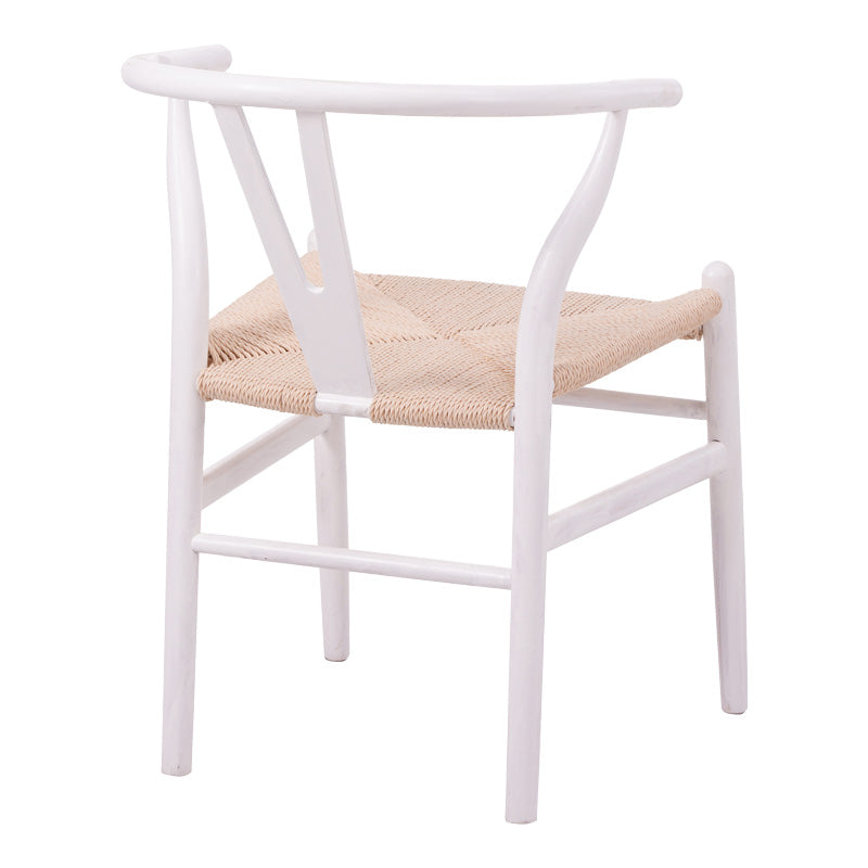 Καρέκλα Wishbone  rubberwood-σχοινί σε λευκή απόχρωση 53.5x57x74εκ - Image 3