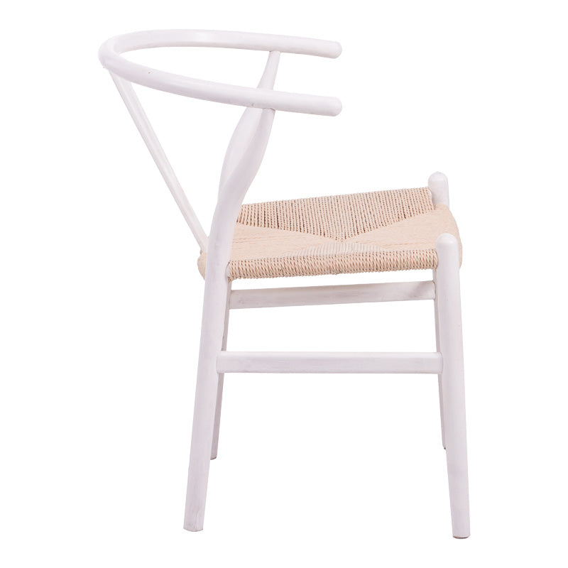 Καρέκλα Wishbone  rubberwood-σχοινί σε λευκή απόχρωση 53.5x57x74εκ - Image 4