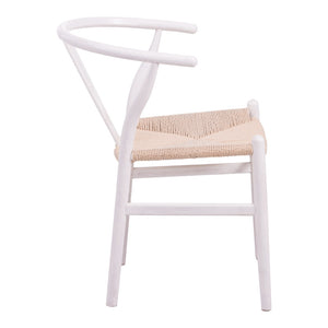 Καρέκλα Wishbone  rubberwood-σχοινί σε λευκή απόχρωση 53.5x57x74εκ - Image 4