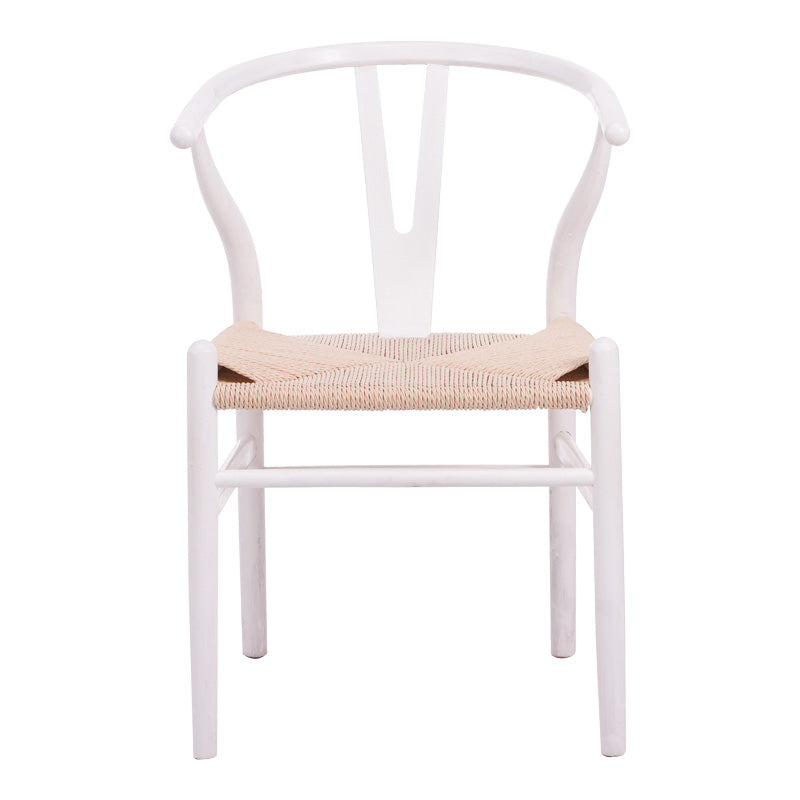 Καρέκλα Wishbone  rubberwood-σχοινί σε λευκή απόχρωση 53.5x57x74εκ - Image 5